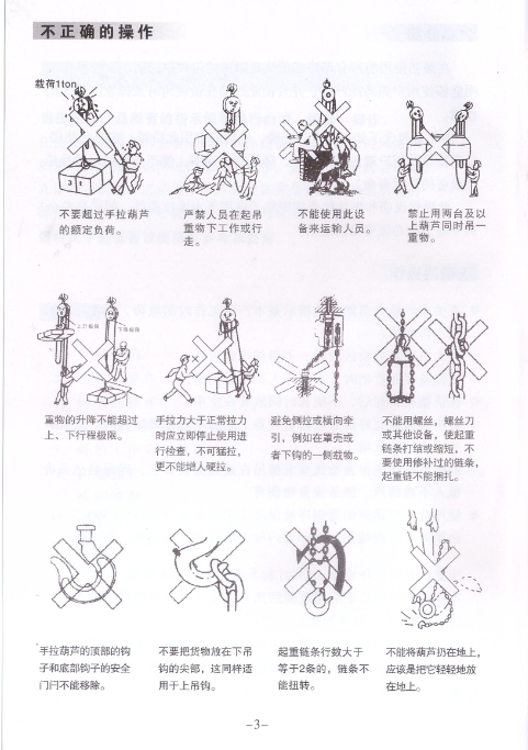 HSZ-KT手拉葫蘆不正確的操作